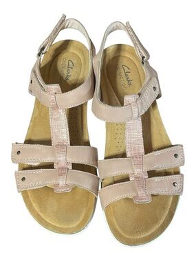 Clarks April Cove Womens Adjustable Strappy Sandals Blush Pink Size 10